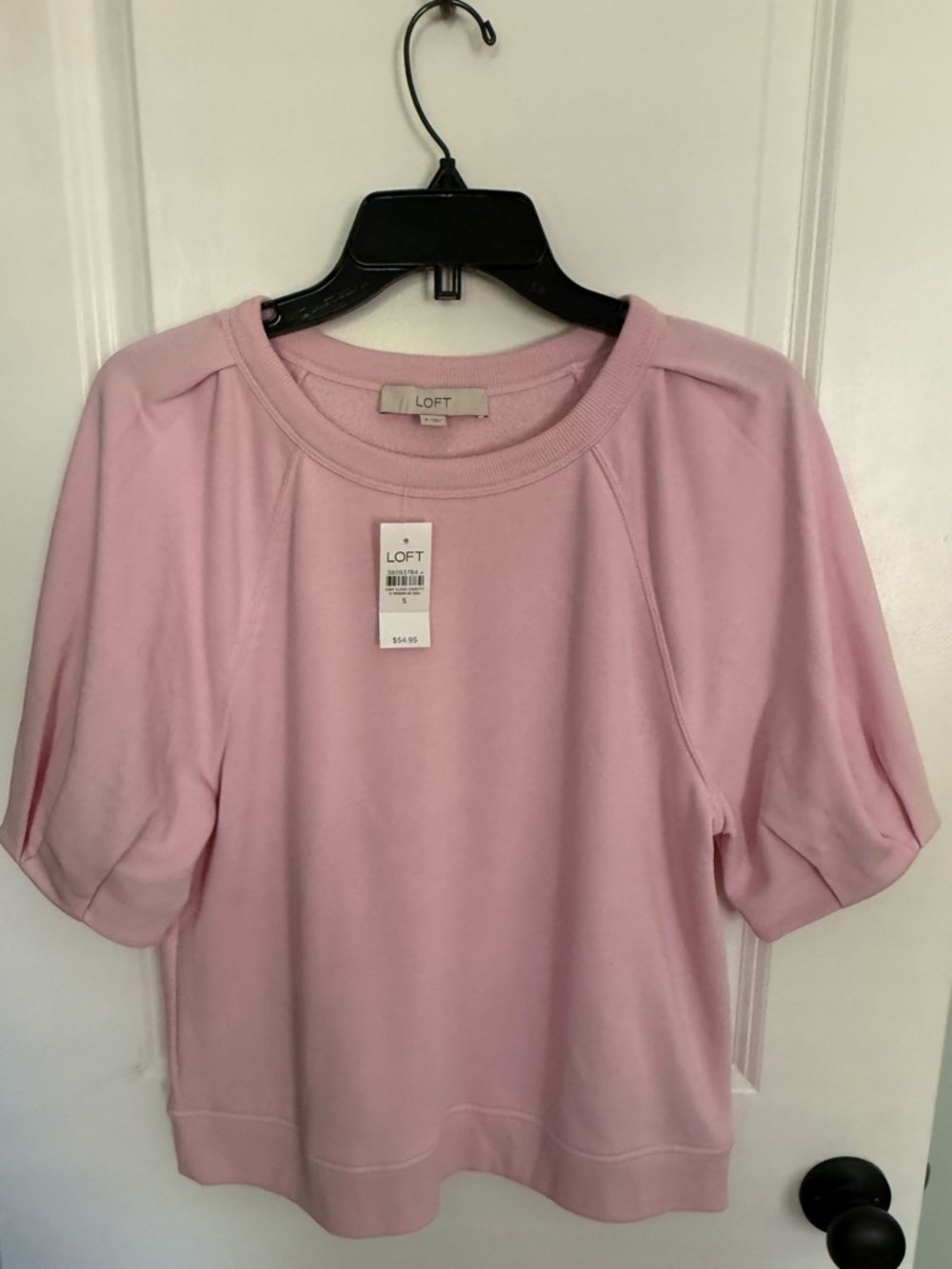 LOFT Light Pink Short Sleeve Pullover Sweatshirt Top